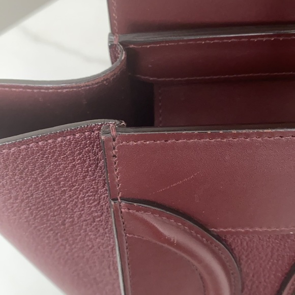 Celine Micro Luggage Handbag Calfskin Burgundy - Picture 14 of 15